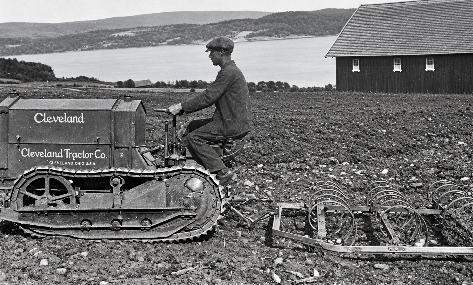 Spring work with a Cleveland crawler tractor