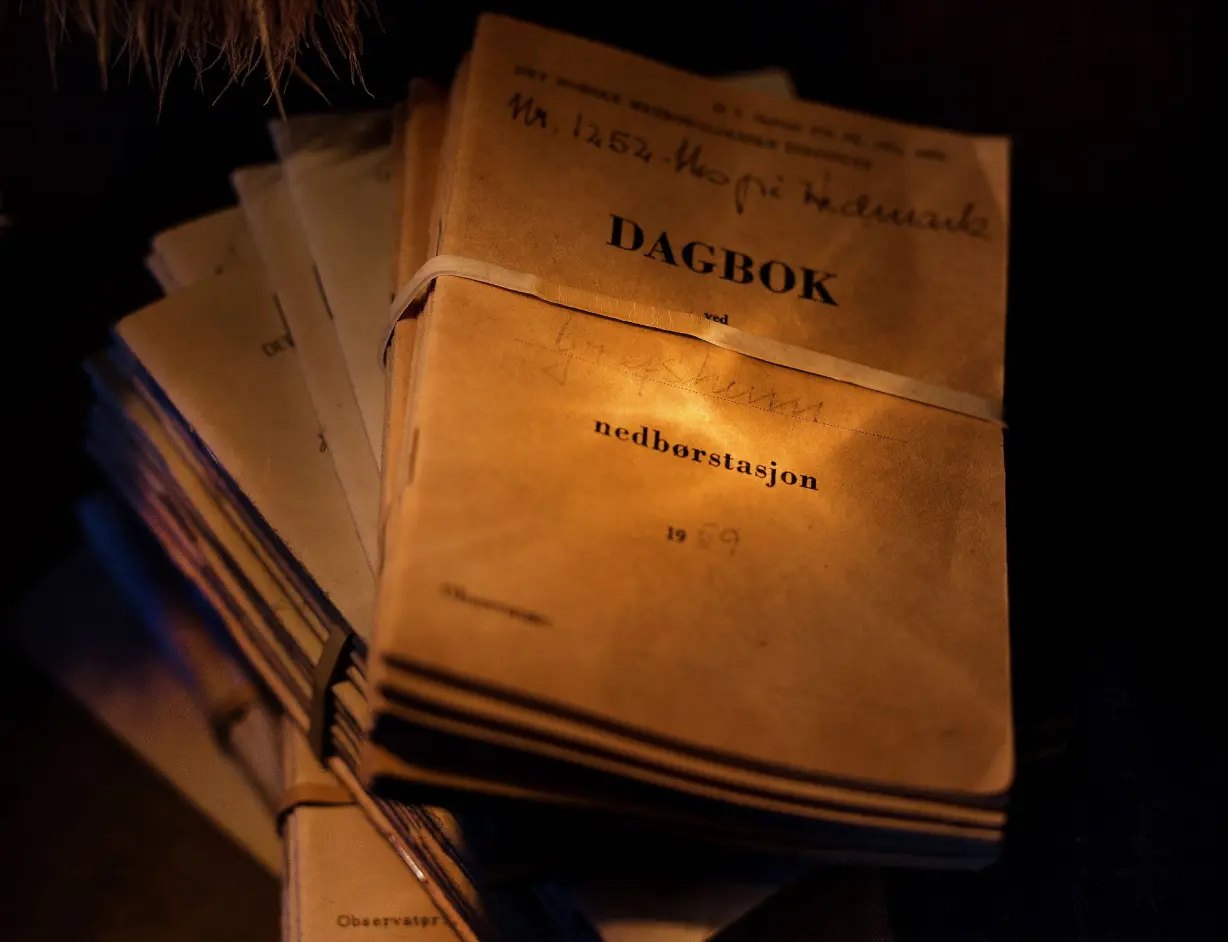 Dagbok ved Grefsheim nedbørstasjon, 1959. Foto: Agnete Brun.