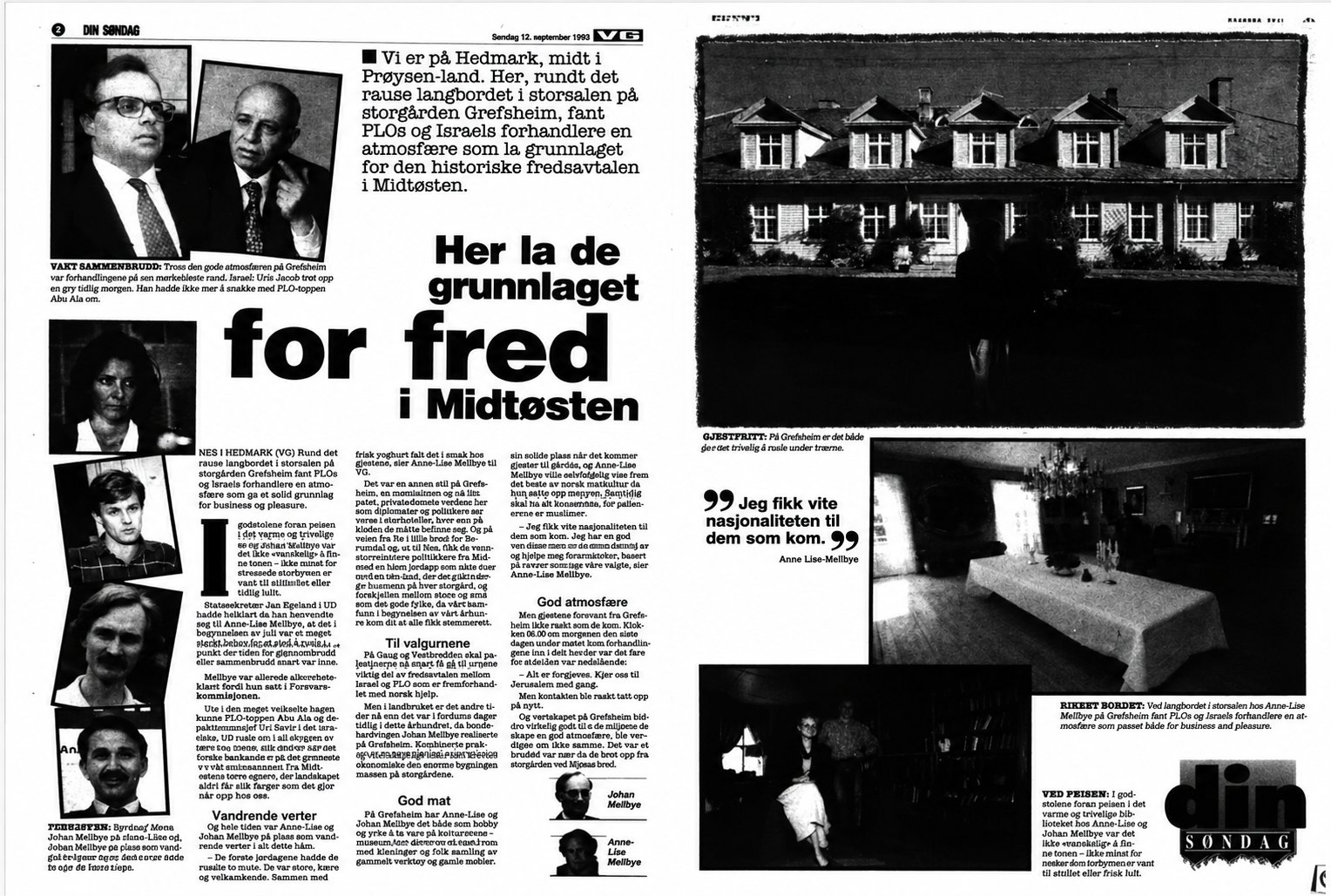 Avisoppslag i VG: «Her la de grunnlaget for fred i Midtøsten»