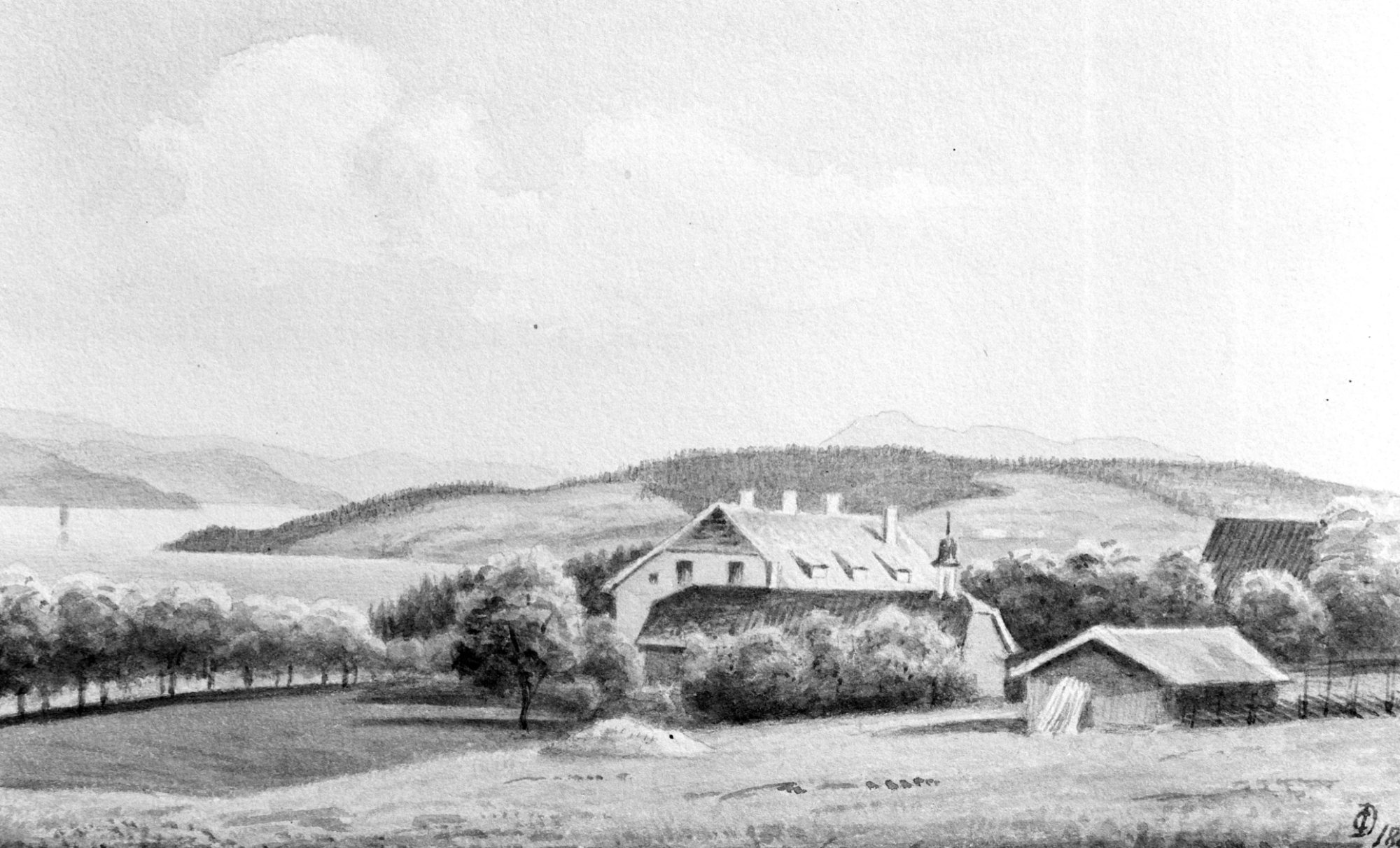 The farm seen towards Mjøsa