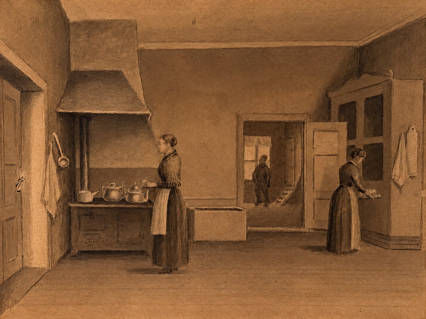 Kitchen with two women