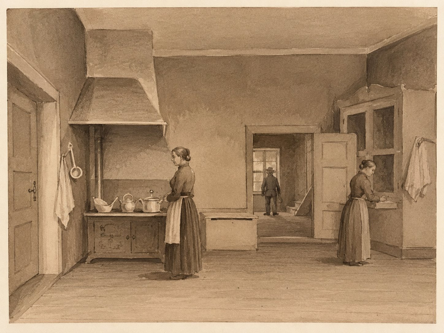 Kitchen with two women, another version